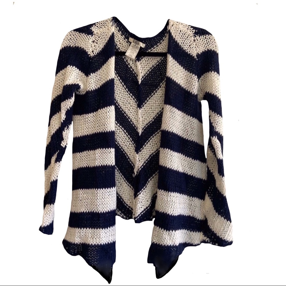 BB Dakota navy cotton linen striped knit cardigan - Picture 11 of 11